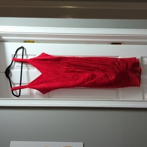 Red front slit dress